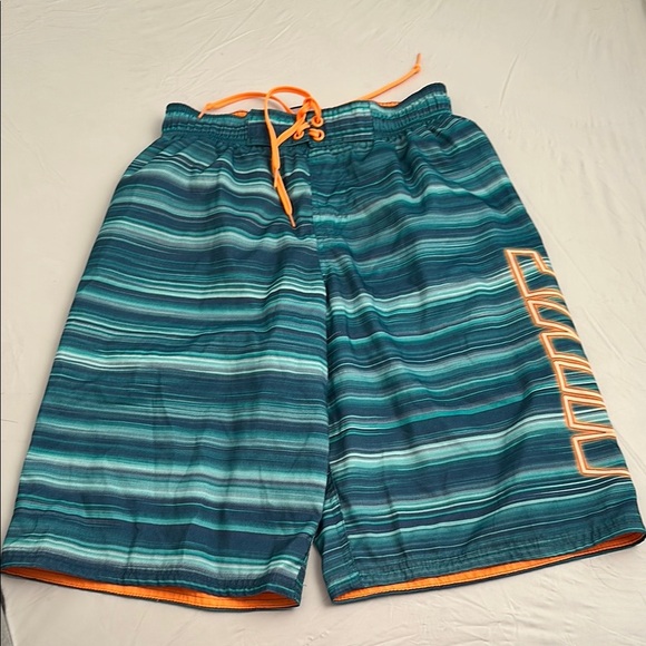 Nike Other - Nike green and orange logo swim trunks